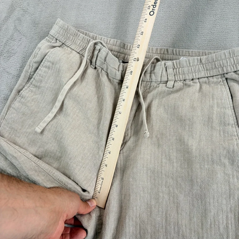Banana Republic Linen Blend Slim Fit Zip/Drawstring Waist Pants Beige Men 34x29